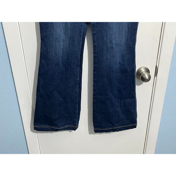 Spanx Flare Leg Pull On Jeans Large High Rise Dark Wash Preppy Twee Academia - Picture 6 of 8